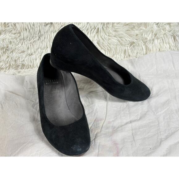 Stuart Weitzman Suede Wedge Heel Pump Black Womens Size 7.5 - Picture 1 of 10